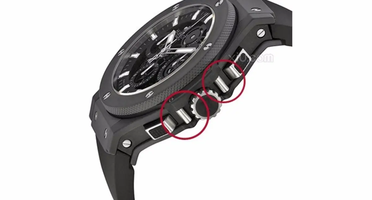 ウブロ ビッグバン44mm プッシャー部分のパーツ取り付け箇所