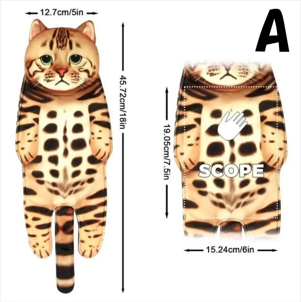 キッチンに掛けた猫型ハンドタオル