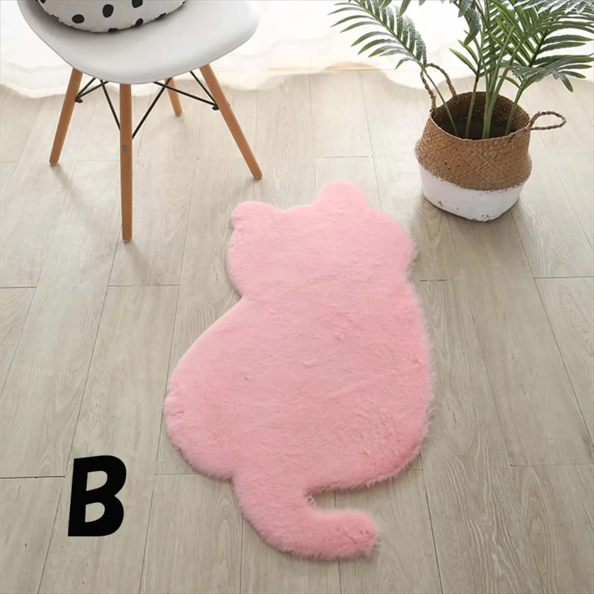 カラーB ピンク 猫型ラグ
