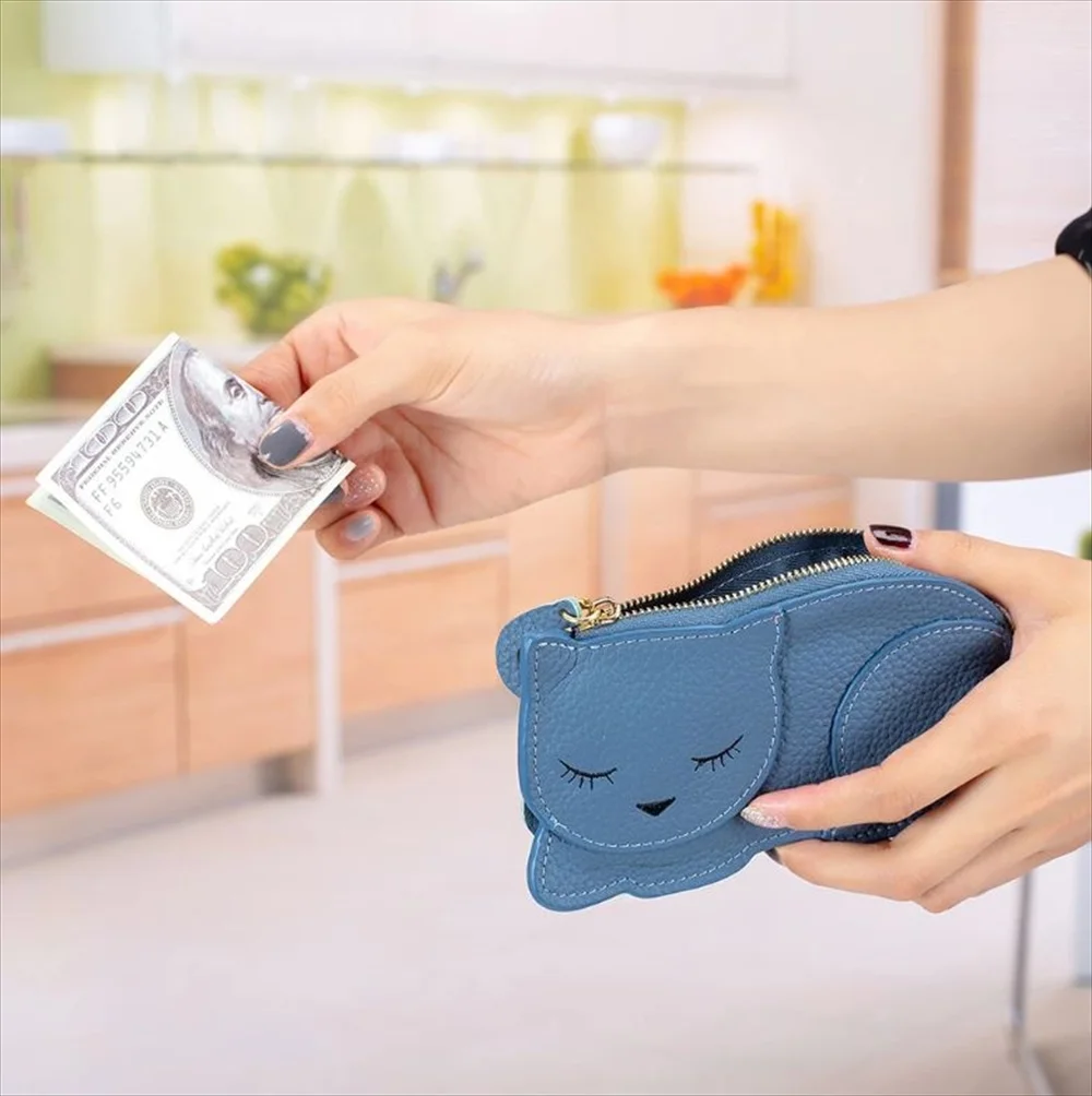 お札をしまうシーン（ブルー）