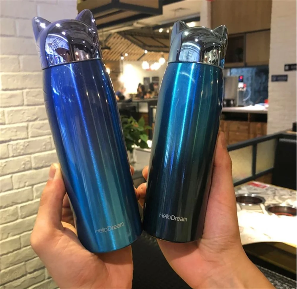 HelloDream猫耳水筒 ブルーカラー2本の比較