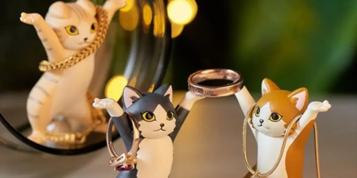 デスク周りを癒しの空間に！猫のアクセサリースタンド5個セット – 実用性とインテリア性を両立