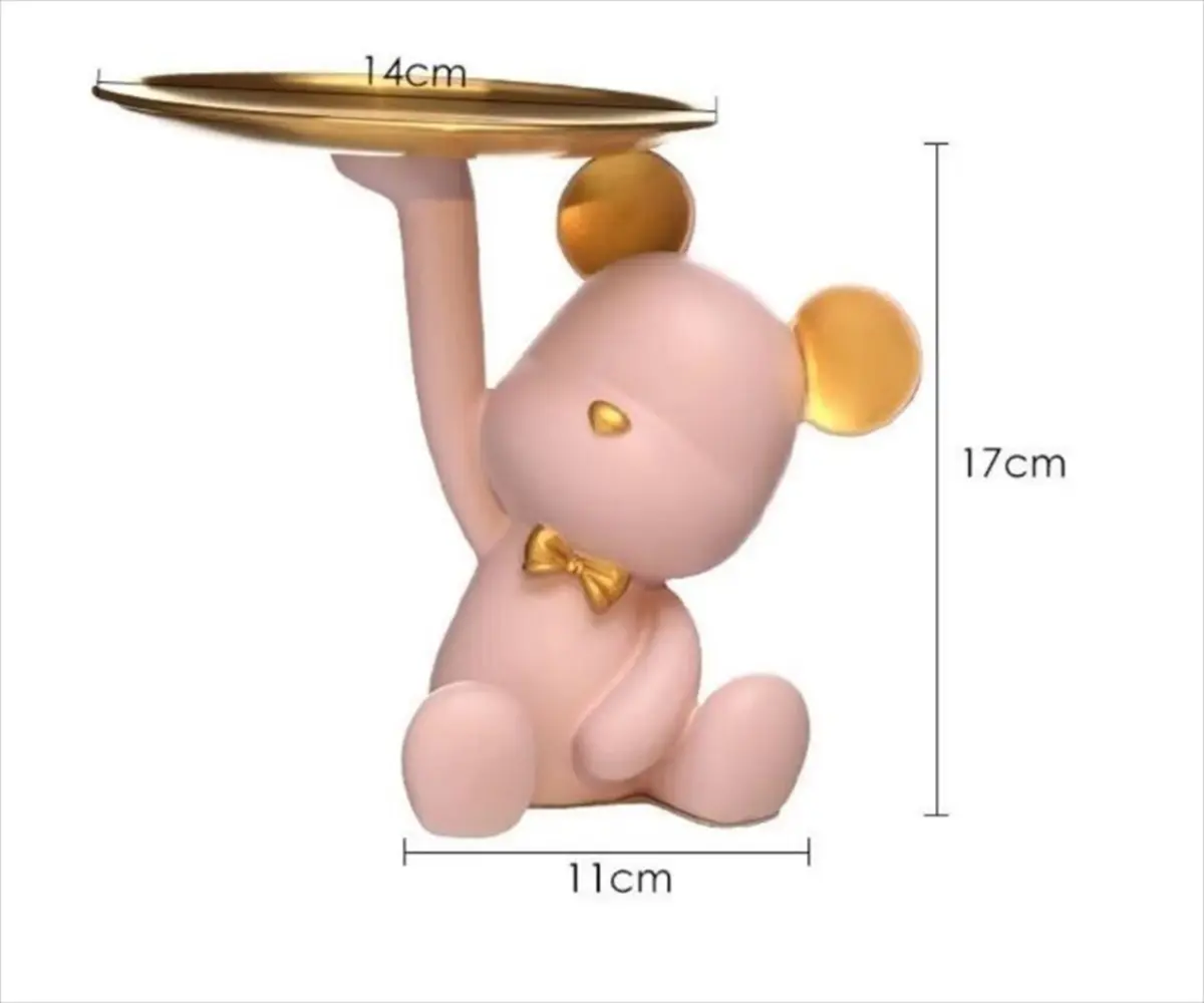 ホワイトとピンクのクマ置物 カラーバリエーション