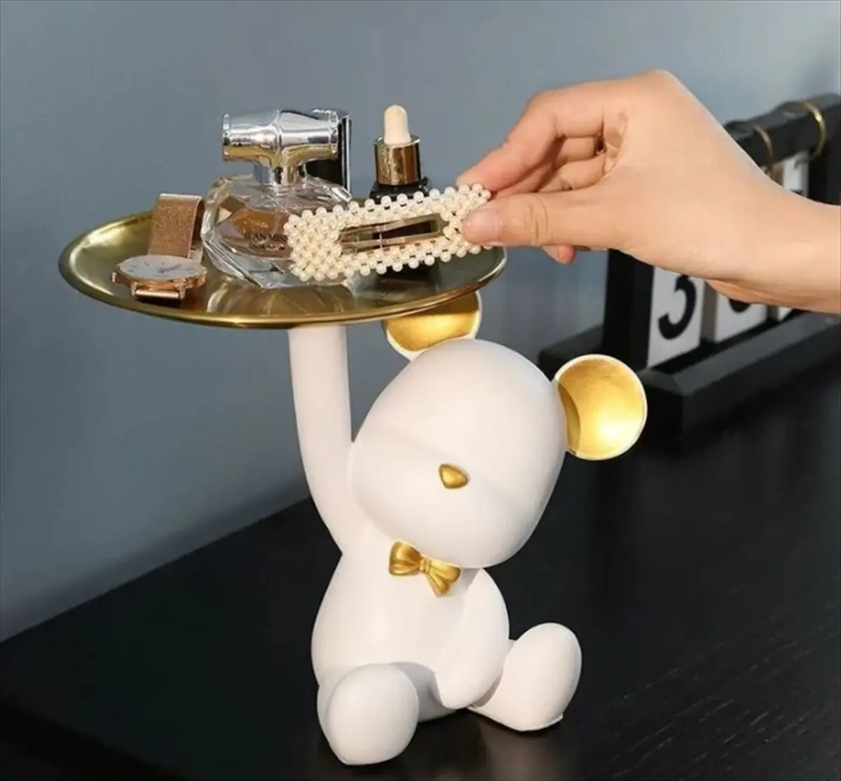 ピンクのクマ置物 サイズ詳細