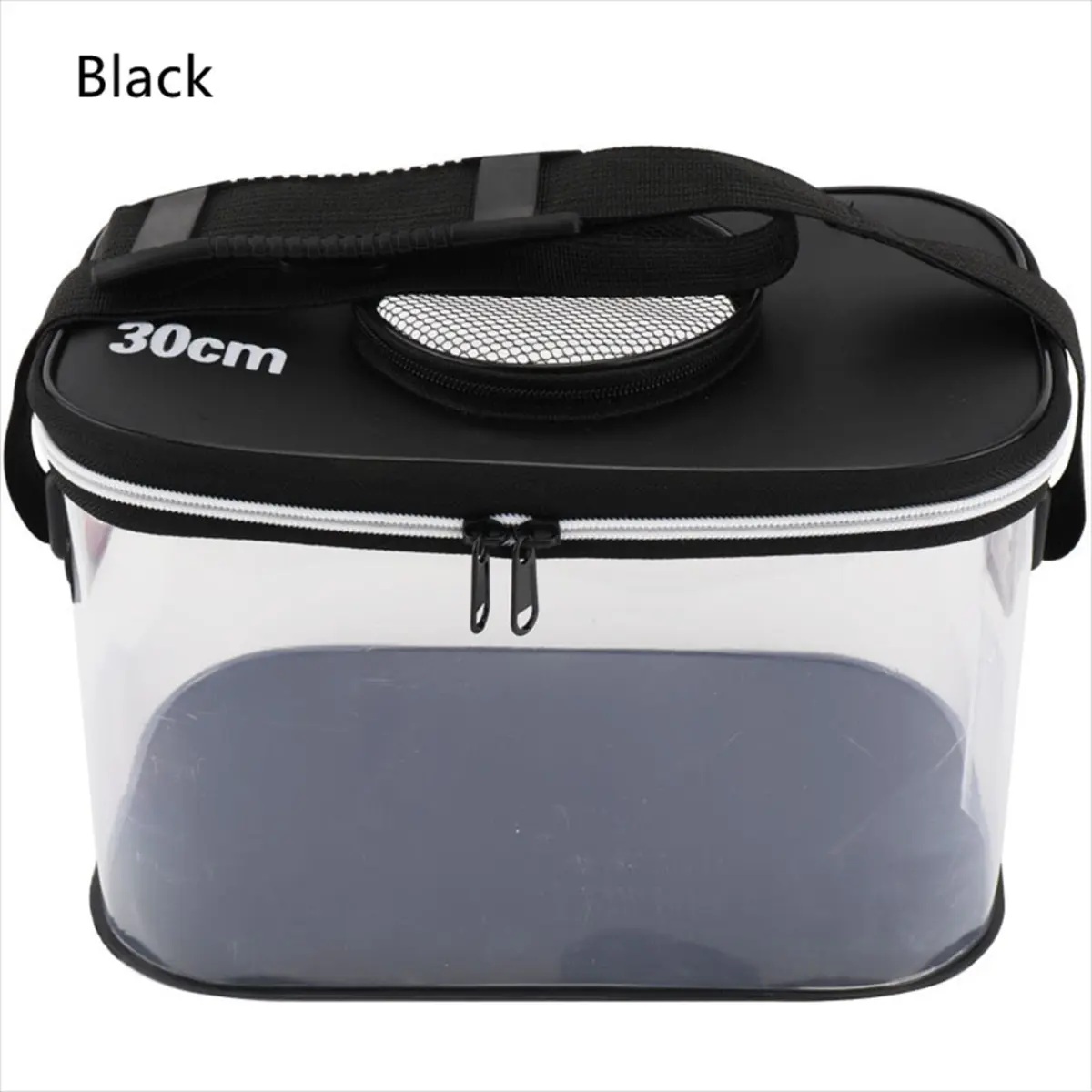 ブラックカラーの折りたたみ式活魚バケツ 30cm