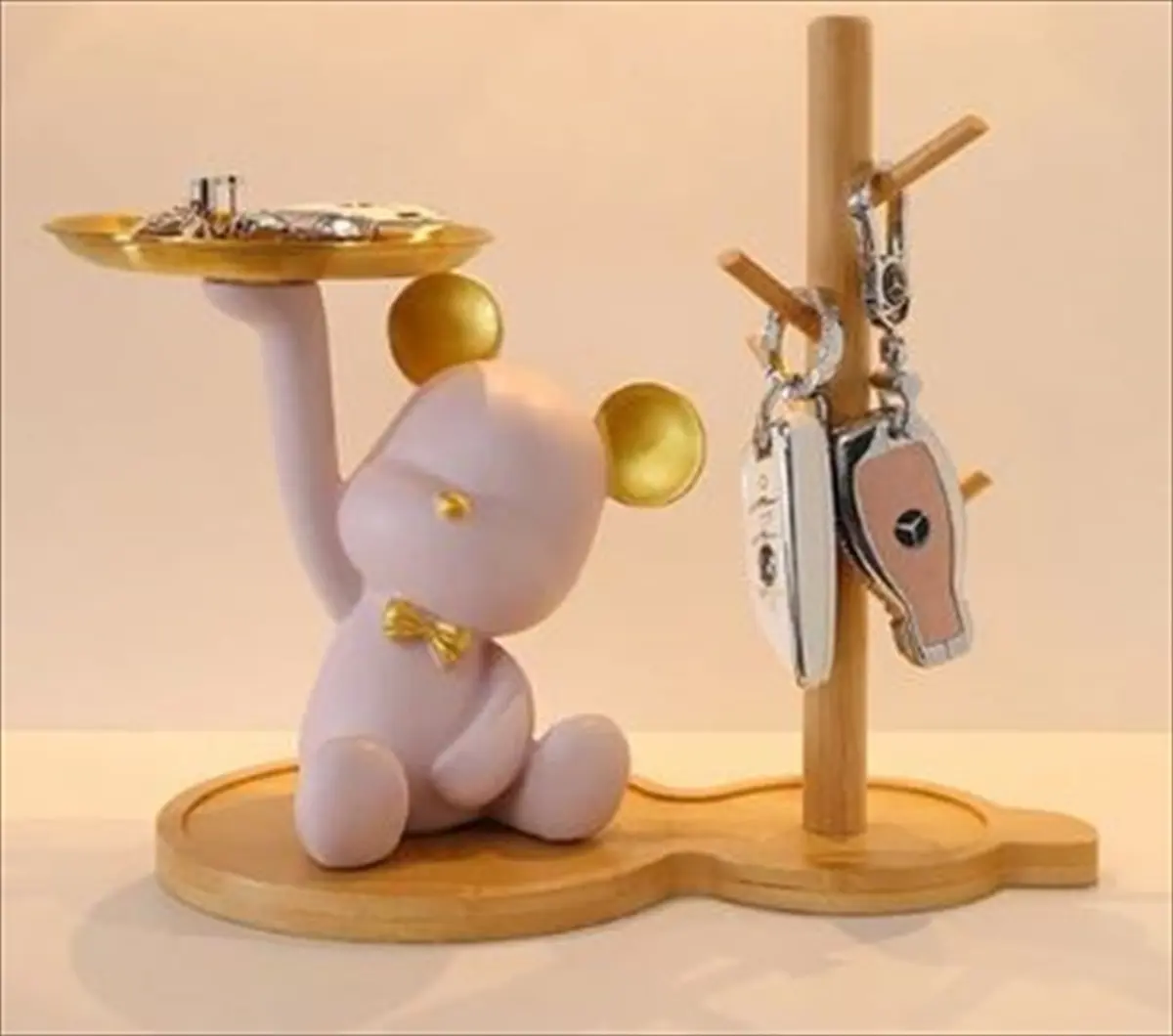 ピンクのクマ置物 単品