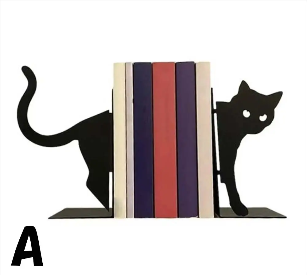 ブックエンド Aタイプ 黒猫立ちポーズ