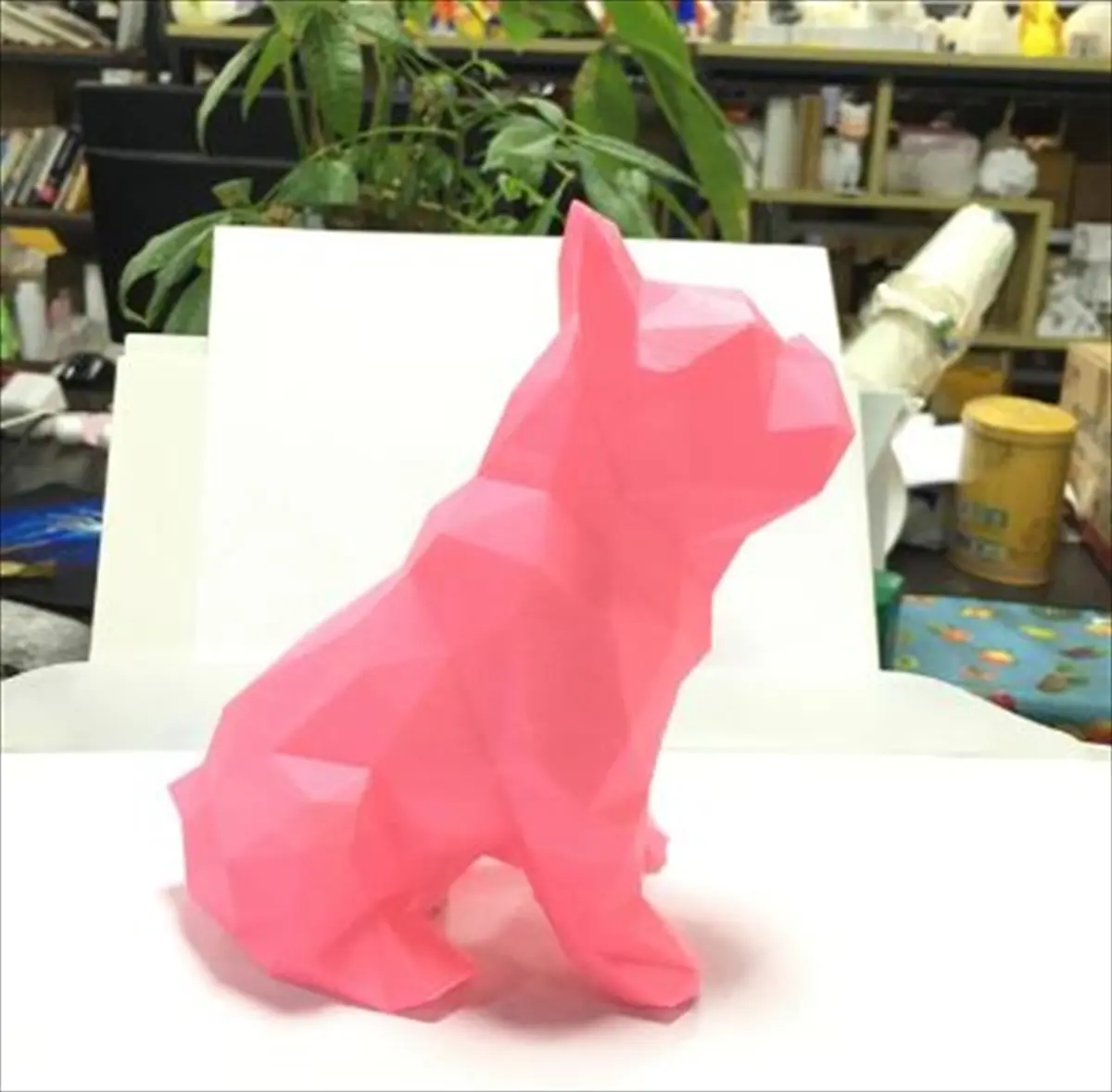 フレンチブルドッグ ロウポリ3Dオブジェ ピンク