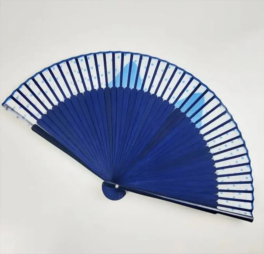 猫扇子 開いた状態 ブルーカラー