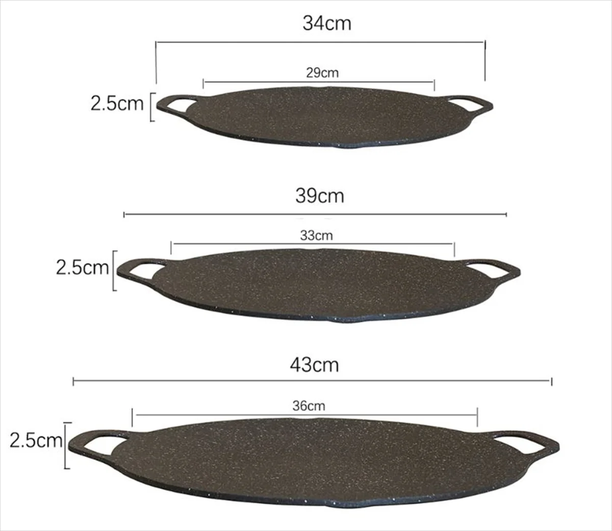 3サイズの寸法図