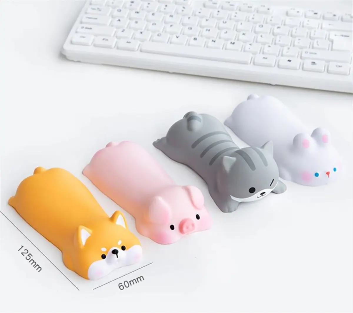 アニマルリストレスト 4種類 柴犬・ブタ・ねこ・うさぎ サイズ表示