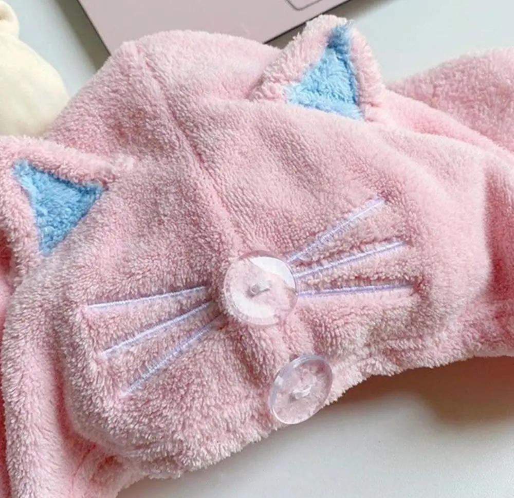 猫耳ヘアドライタオル ブルーとピンク並べて