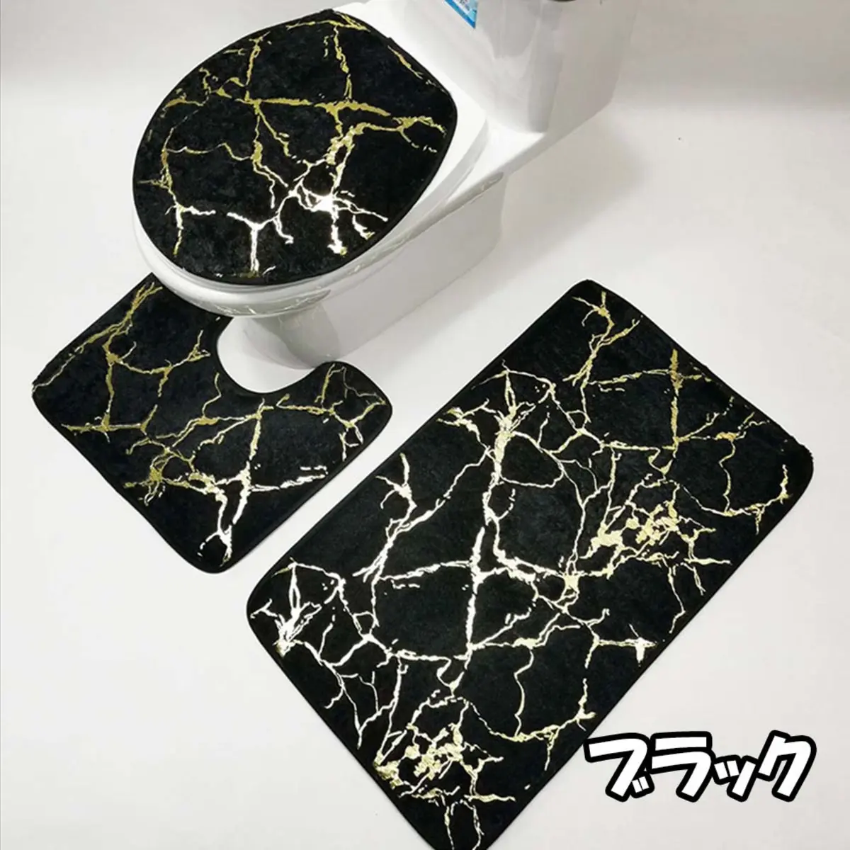 大理石調トイレマット ブラック