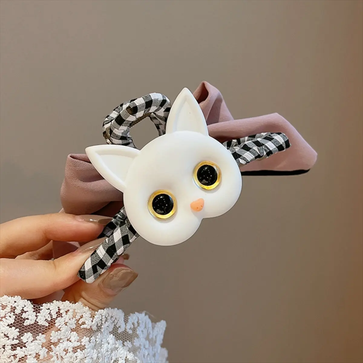 猫モチーフヘアクリップ ホワイト