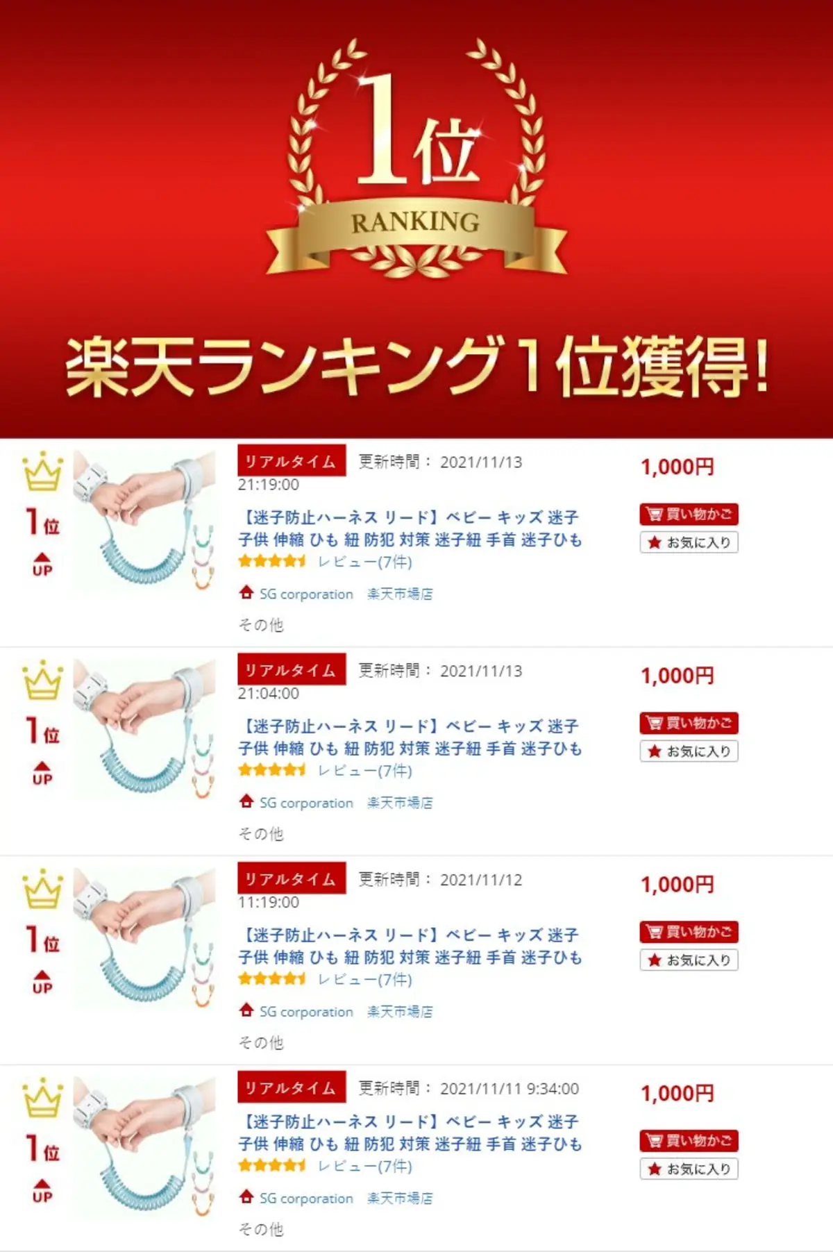 楽天ランキング1位獲得