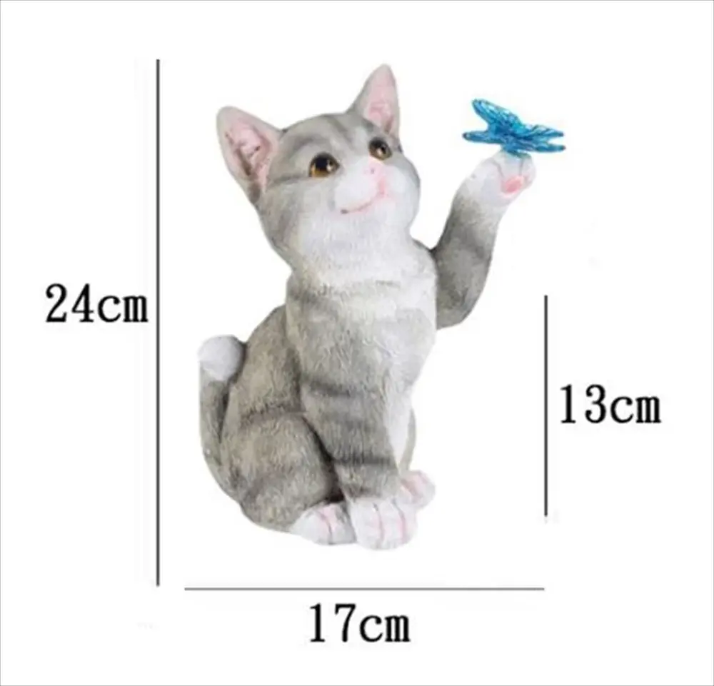 猫ガーデン置物のサイズ表記 高さ24cm 幅17cm 奥行13cm