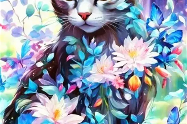 【初心者でも安心】猫モチーフのダイヤモンドアートキット｜華やかな花と猫のビーズアート制作ガイド