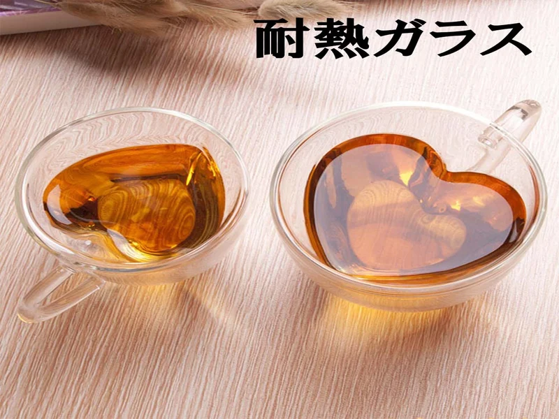 おしゃれで実用的な二重構造ハート型耐熱ガラスマグカップ｜保温保冷で日常使いに最適