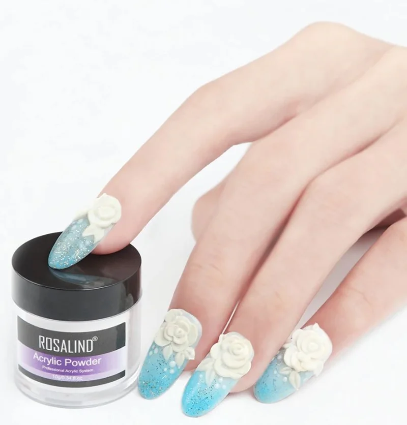 アクリルパウダーを使った3Dネイルアートの仕上がり例