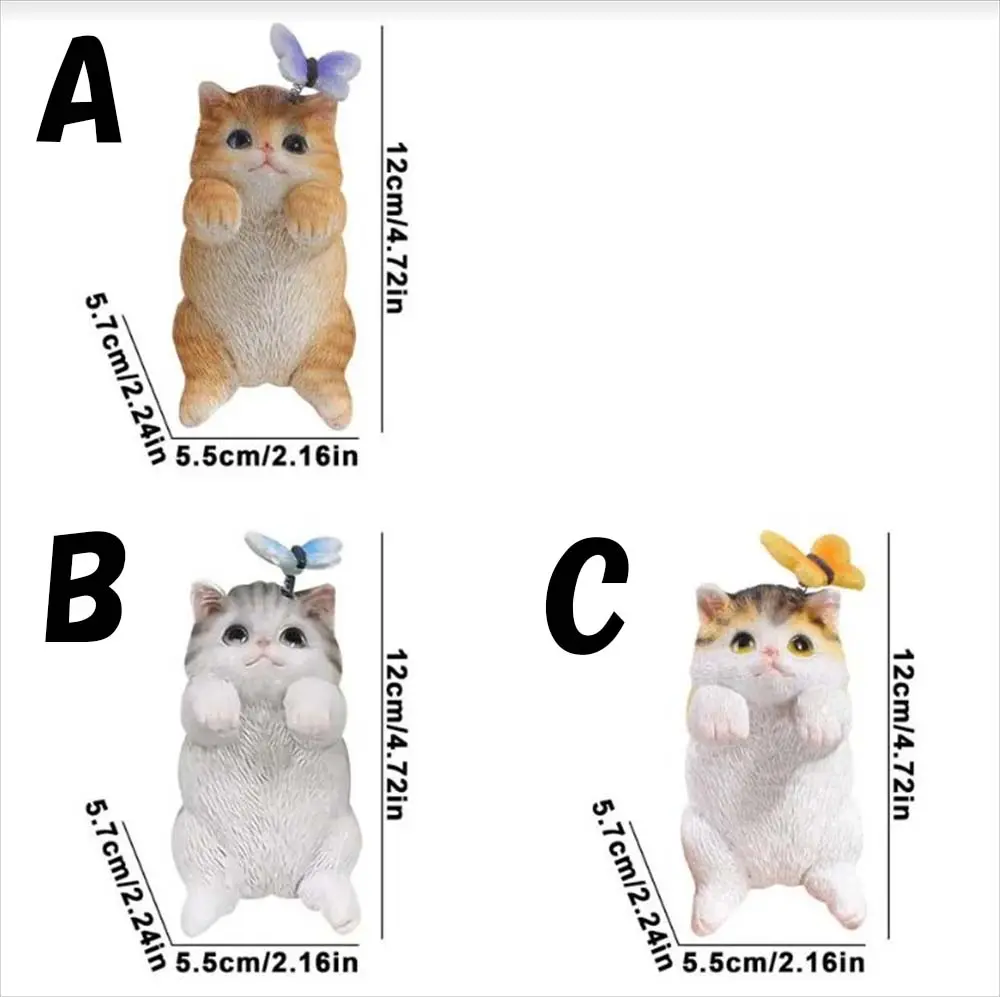 猫フィギュア 三毛猫 質感 アップ 蝶々