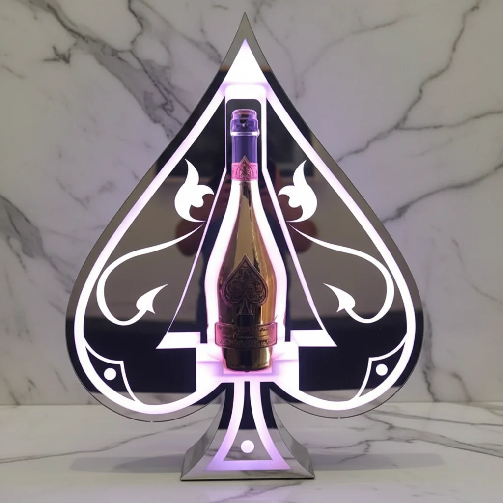 アルマンド対応 LEDボトルホルダー スペードデザイン ピンク発光