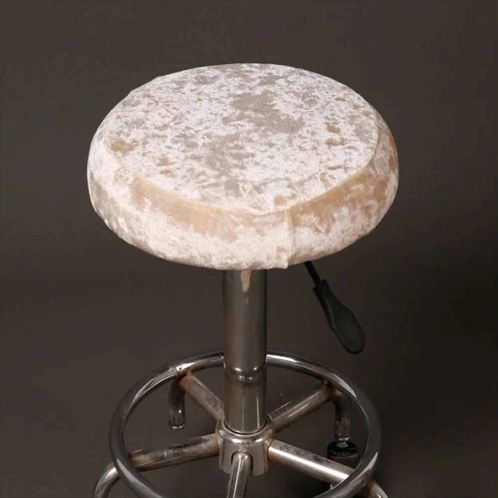 ベロア丸椅子カバー ホワイト・アイボリー装着イメージ