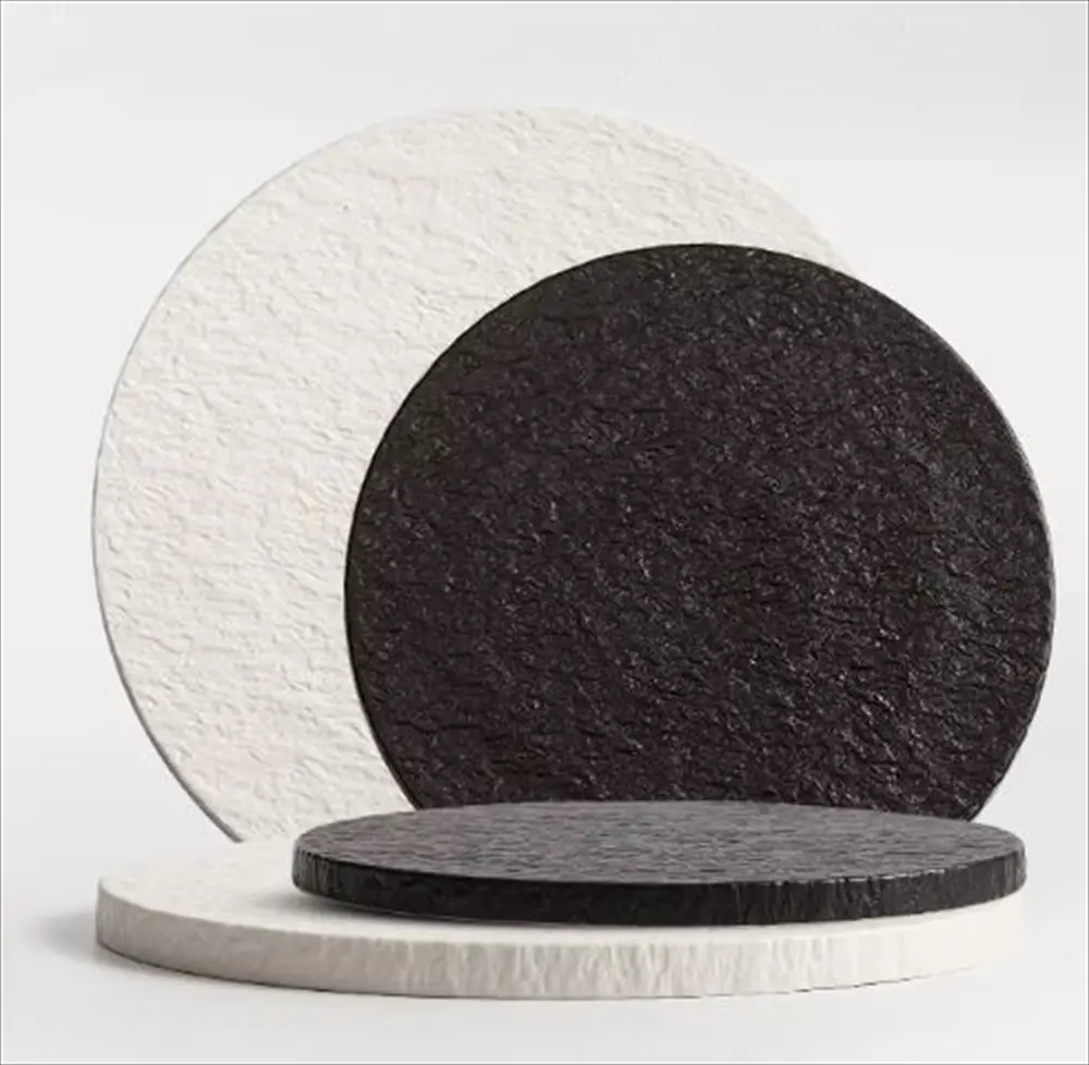 石目調プレート ホワイト・ブラック 正面比較