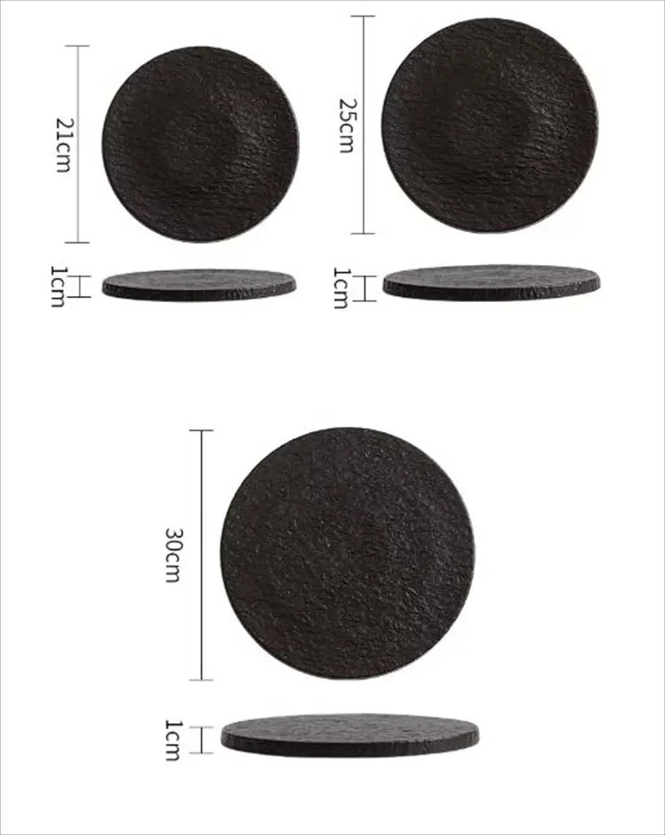 石目調丸型プレート サイズ図解 21cm 25cm 30cm