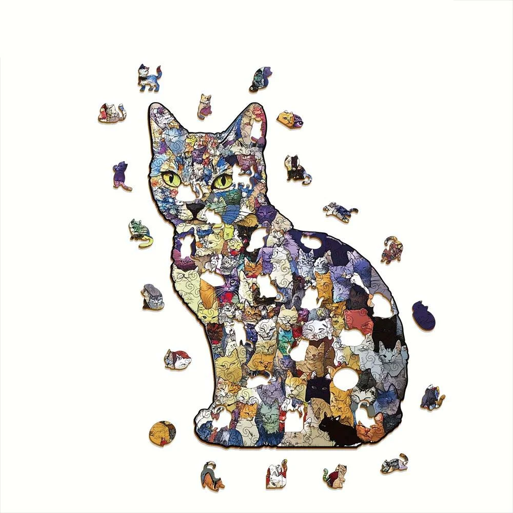 猫型ウッドパズル 全体イメージ