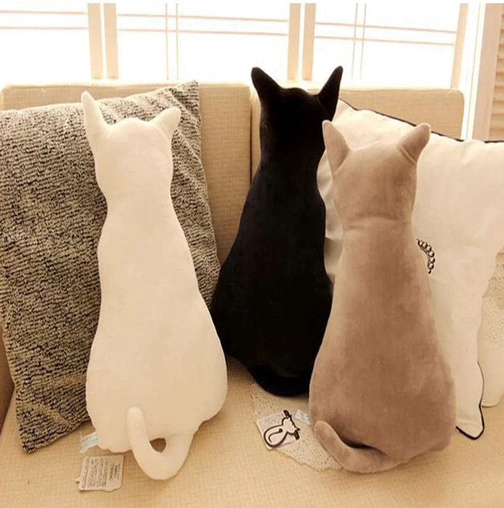 猫のシルエットクッション・ぬいぐるみ 全3色並び