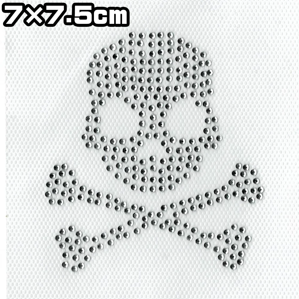 スカル ホットフィックス ラインストーンシート 7×7.5cm