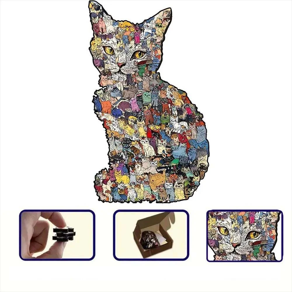 猫型ウッドパズル ピース詳細