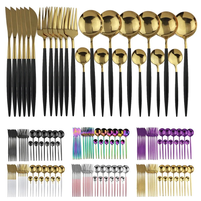 カトラリーセット24本 ゴールド・ブラック・レインボーなど複数カラーが揃う商品全体イメージ