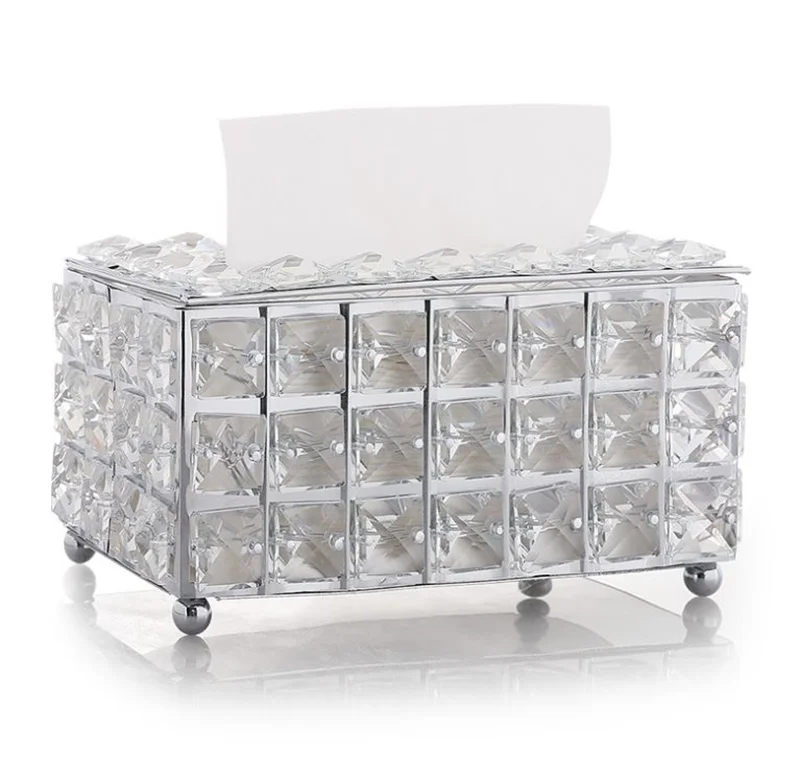 クリスタルティッシュケース シルバー 正面