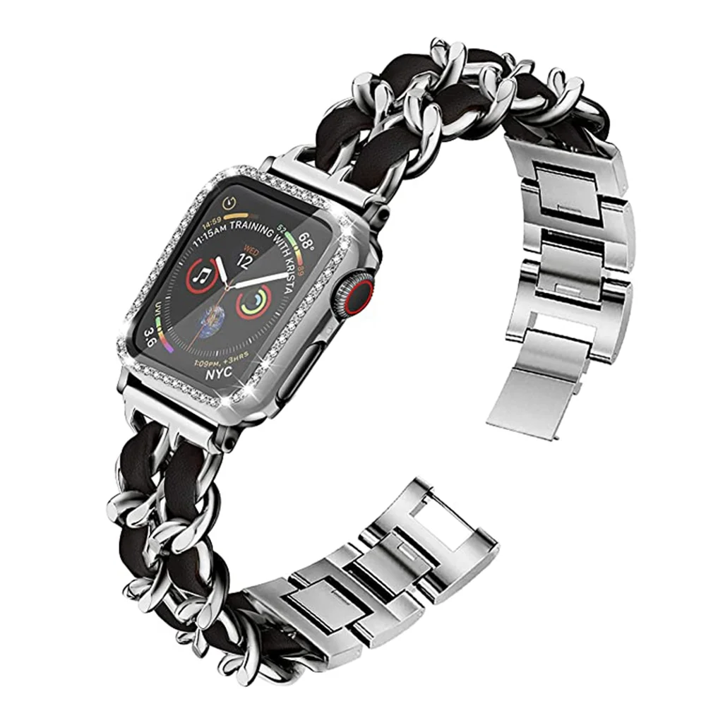 Apple Watch チェーンバンド シルバー 斜めアングル