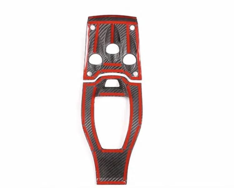 フェラーリ458 車内装着イメージ:センターコンソールにカーボンカバーを取り付けた状態