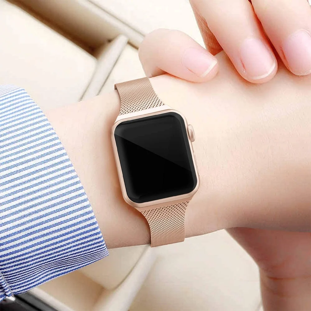 Apple Watch ミラネーゼループ ローズゴールド 着用イメージ