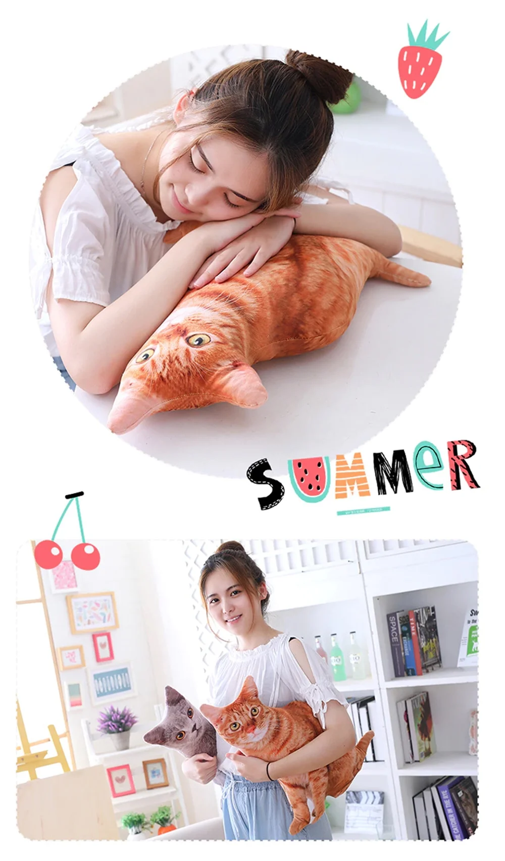 猫ぬいぐるみクッション 抱きしめているイメージ