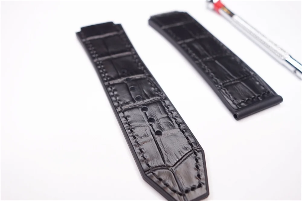 ブラウン クロコ調レザーベルト