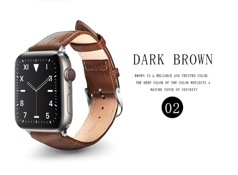 ダークブラウン Apple Watch レザーバンド 装着イメージ