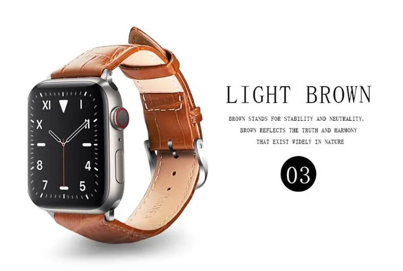 ライトブラウン Apple Watch レザーバンド 装着イメージ