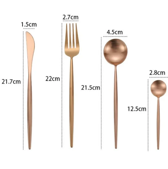 カトラリーセット ローズゴールド サイズ表示