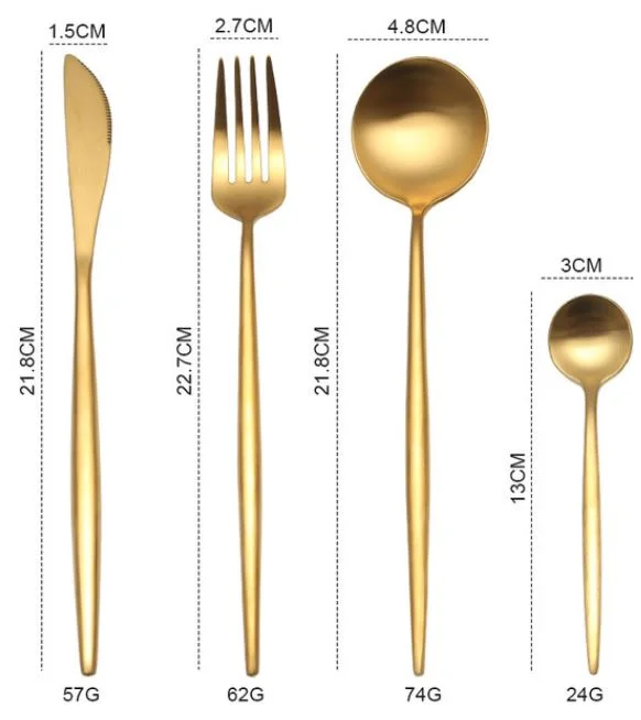 カトラリーセット ゴールド サイズ表示