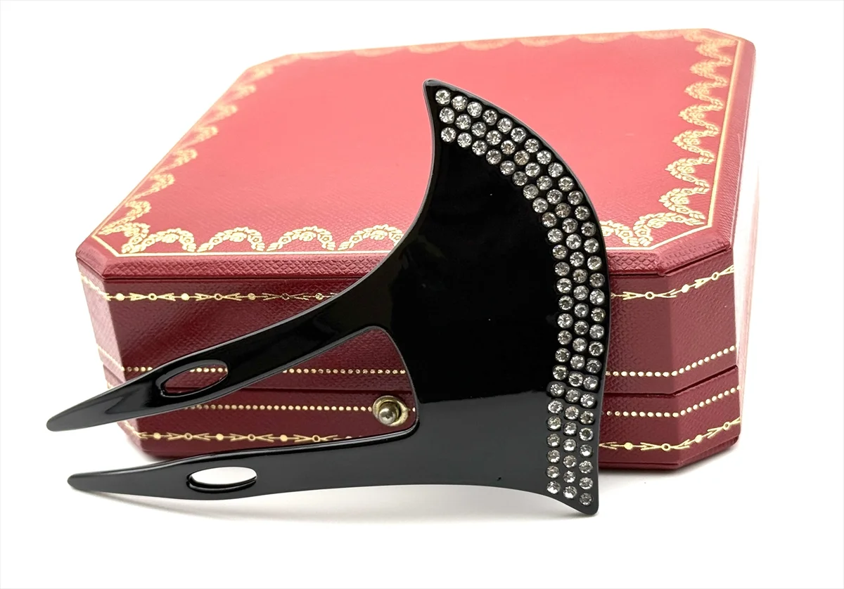 ブラックラインストーンかんざし 立てかけ