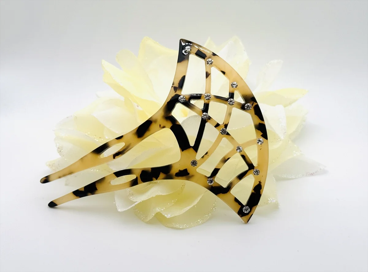 ブラックラインストーンかんざし 全体像