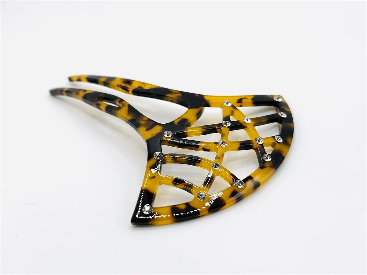 べっ甲風ブラウンかんざし ラインストーン付き