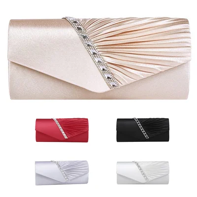 結婚式・パーティーに映えるクラッチバッグ｜サテン生地×ラインストーンで上品な華やかさを演出