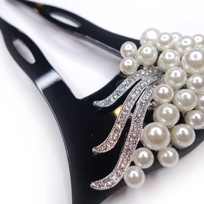 【土日も発送】バチ型かんざし パールと花4 | 浴衣・着物・成人式の和装髪飾り 簪