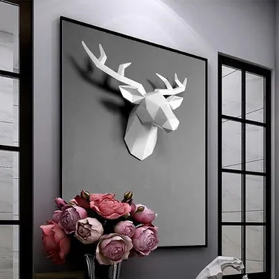 シカ ウォールアート 北欧インテリア 樹脂製｜4色 壁掛け 剥製代わり