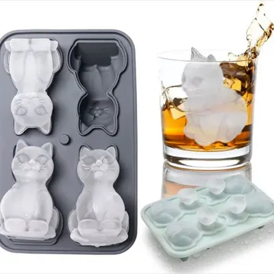 猫型3D製氷トレー｜シリコン素材でかわいいねこ氷が簡単に作れるアイスモールド【楽天人気商品】
